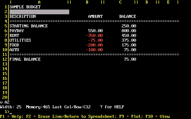 SuperCalc 3 v1.00 IBM PC - Edit